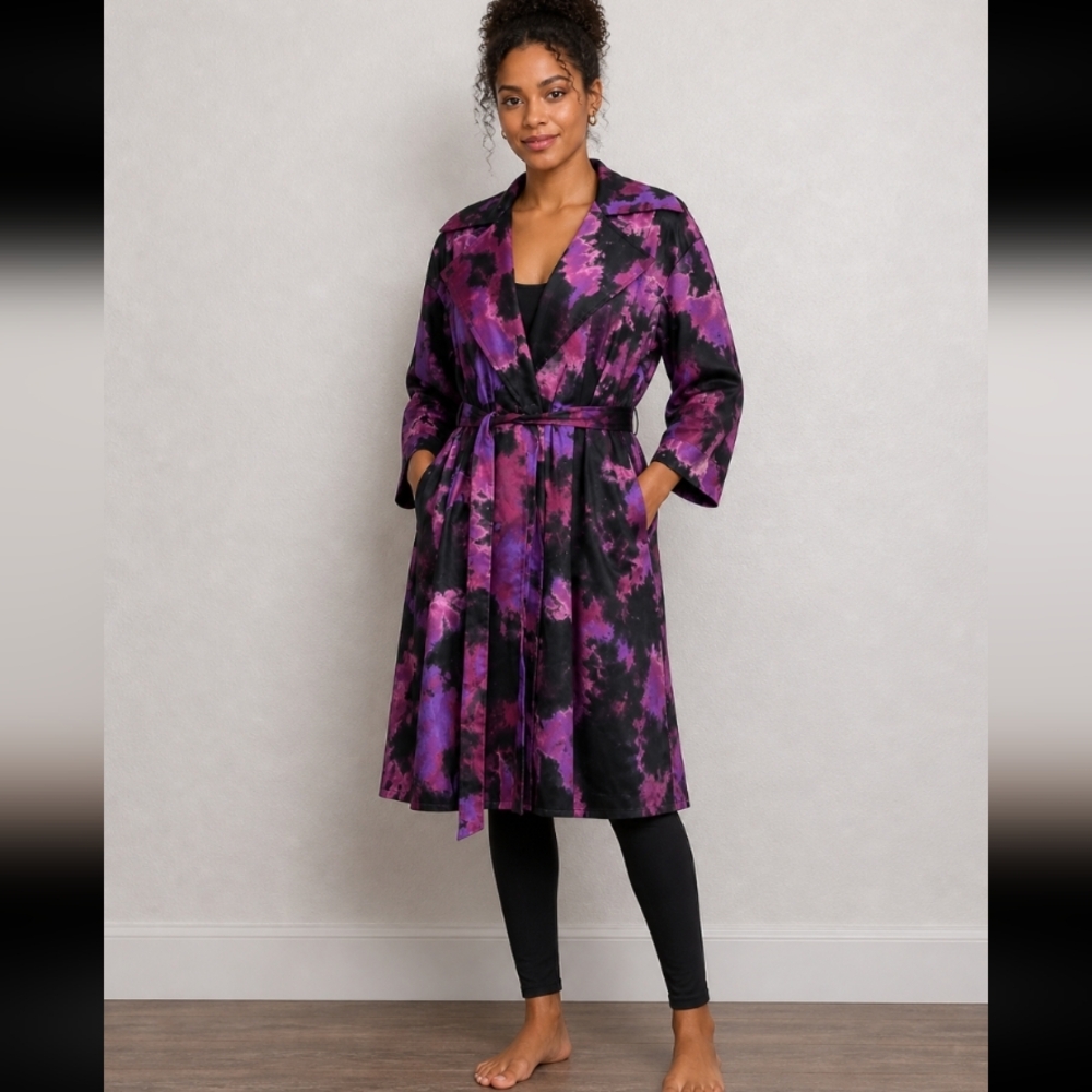 TINSIL Tye Dye Small Purple Trench Coat Stunning